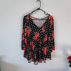 Green Envelope Floral Top